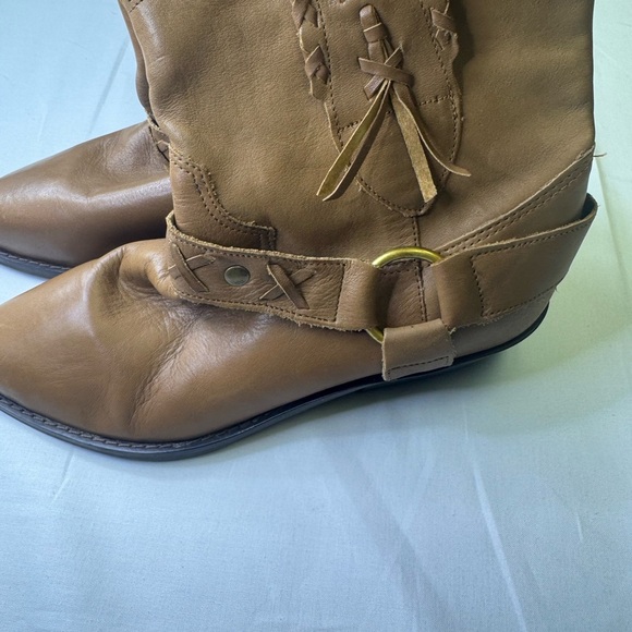 Vintage western cowgirl Brown Leather Ankle Boots - Picture 3 of 7